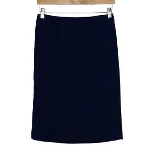 A New Day Womens Size 6 Black Pencil Skirt Pockets Stretch Back Zip Knee Length